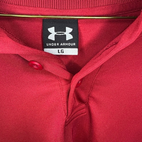 Under Armour Polo Shirt Mens Large Red HeatGear Casual Golf Performance - Picture 2 of 7